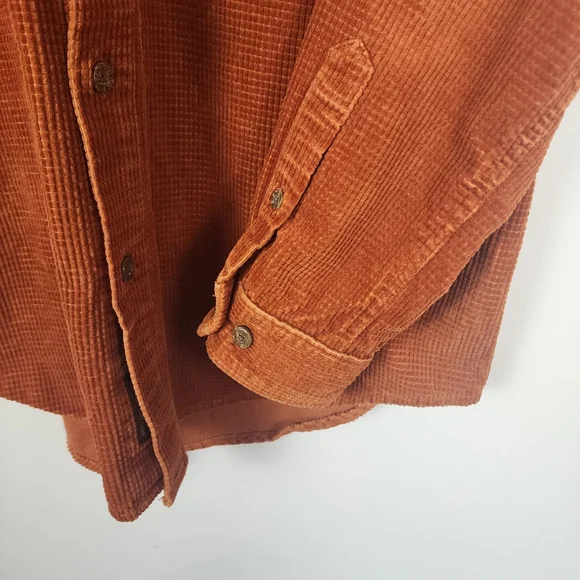 Territory Ahead Corduroy Waffle‎ Orange Heavy Button Front Shirt Shacket Large - Picture 4 of 8